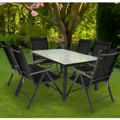 Outdoor Sitzgruppe mit Glastisch - Franatico (siebenteilig)