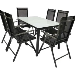 Outdoor Sitzgruppe mit Glastisch - Franatico (siebenteilig)