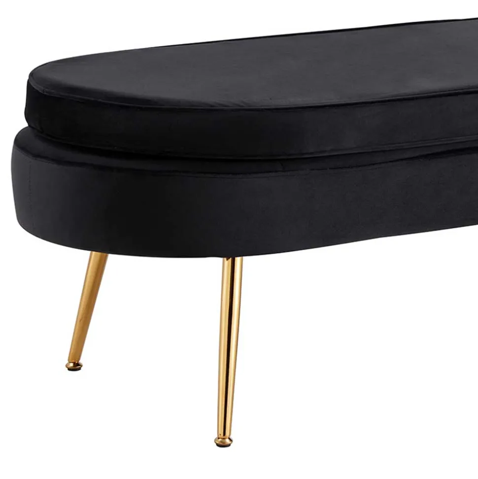 Ovale Ankleidebank in Schwarz Samt - Barbara