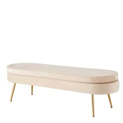 Ovale Polsterbank in Beige & Gold - Mamoud