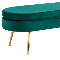 Ovale Retro Polsterbank in Grün & Gold - Lord