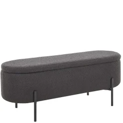 Ovale Truhenbank in Anthrazit Boucle - Comoto