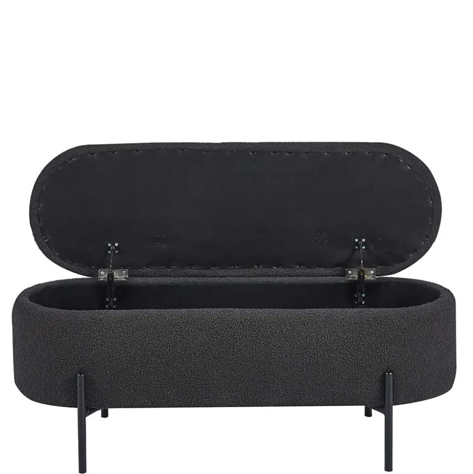 Ovale Truhenbank in Anthrazit Boucle - Comoto