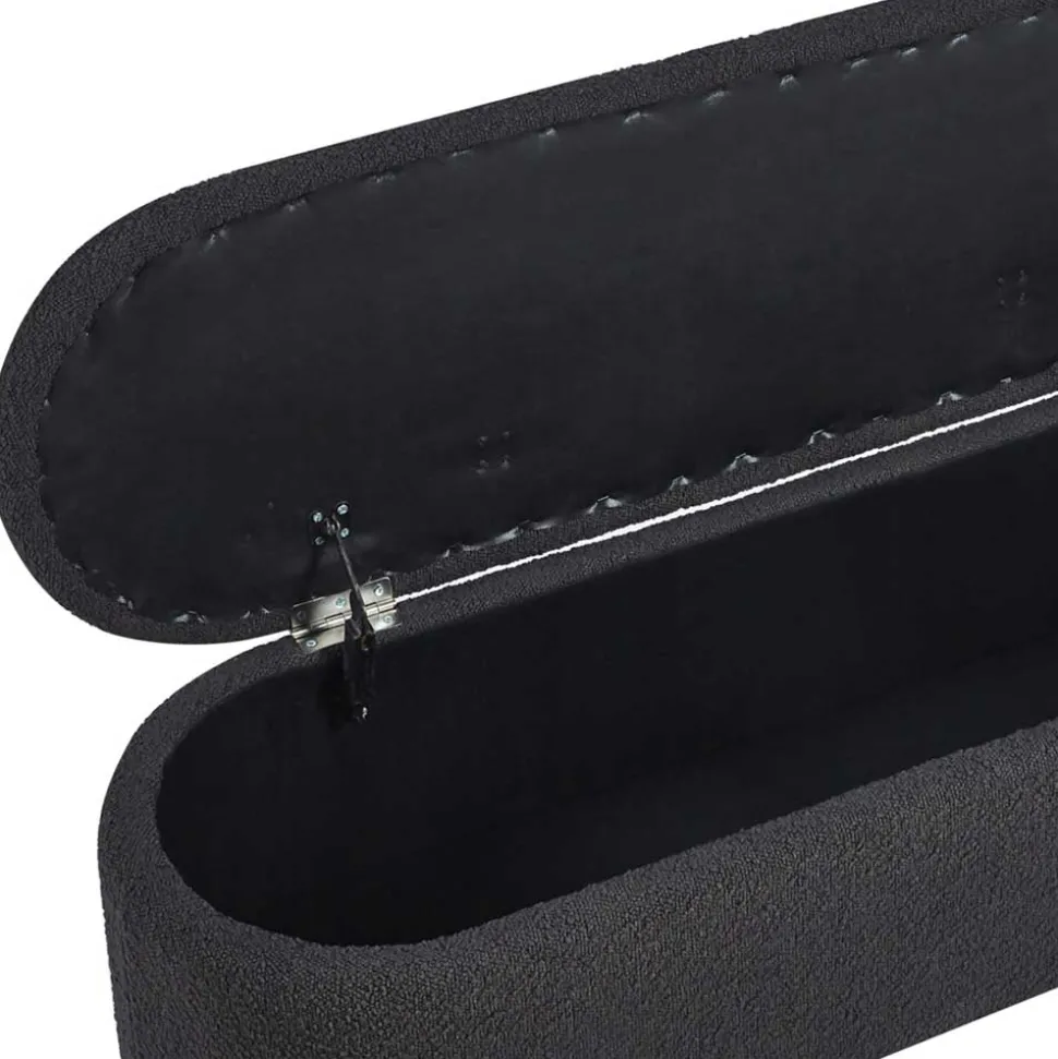 Ovale Truhenbank in Anthrazit Boucle - Comoto