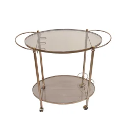 Ovaler Barwagen mit Glas Twinta & Metall Bronzefarben