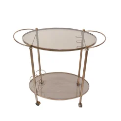 Ovaler Barwagen mit Glas Twinta & Metall Bronzefarben