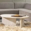 Ovaler Couchtisch in Creme aus Massivholz - Nuvellas