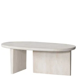 Ovaler Couchtisch in Creme aus Massivholz - Nuvellas