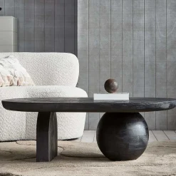 Ovaler Design-Couchtisch in Schwarz - Islando