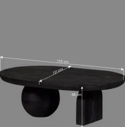 Ovaler Design-Couchtisch in Schwarz - Islando