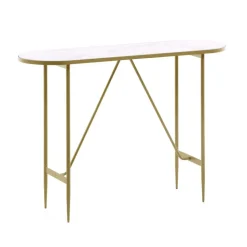 Ovaler Konsolentisch mit Glas Marmoroptik - Bremona