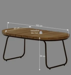 Ovaler Outdoor Couchtisch aus Akazie massiv - Ragusca