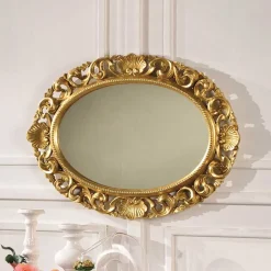 Ovaler Spiegel mit goldenem Rahmen - Carlenna