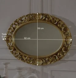Ovaler Spiegel mit goldenem Rahmen - Carlenna