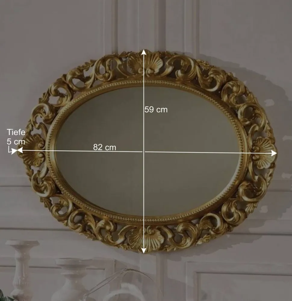 Ovaler Spiegel mit goldenem Rahmen - Carlenna