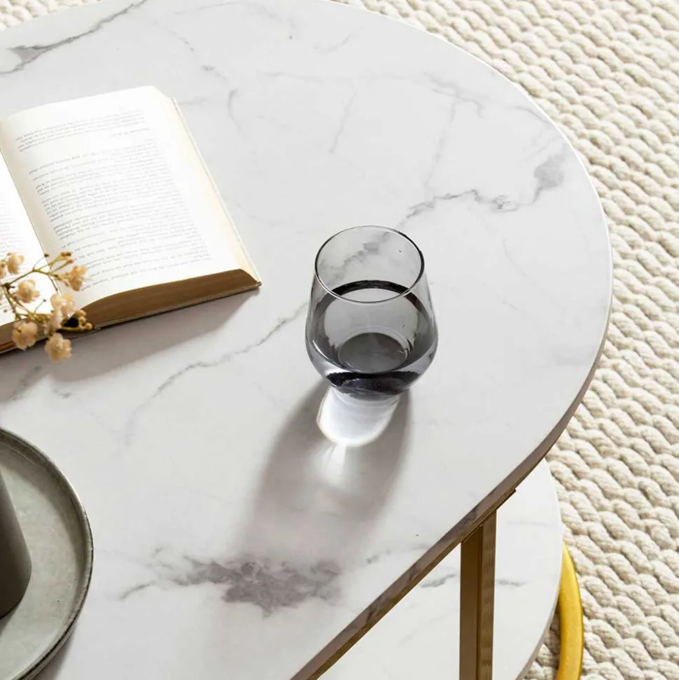 Ovaler Wohnzimmertisch im Marmor Look - Narkus