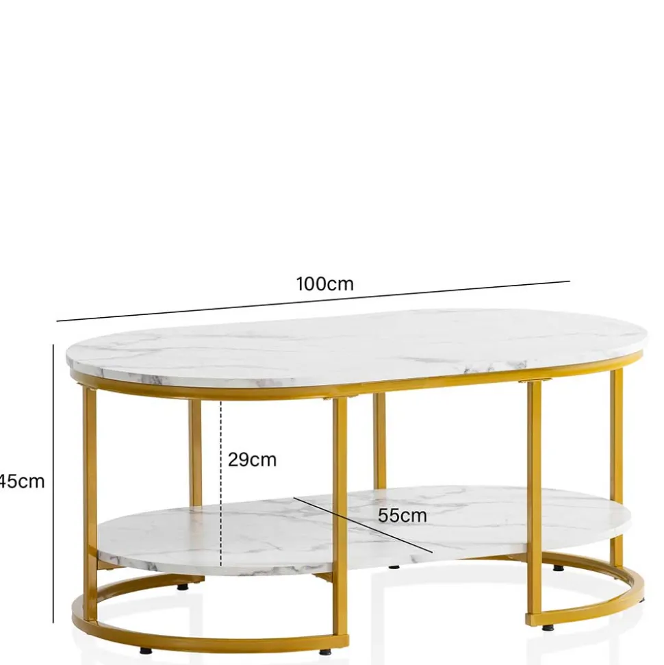 Ovaler Wohnzimmertisch im Marmor Look - Narkus