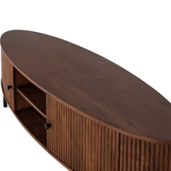 Ovales Retro TV Lowboard aus Akazie - Chalil