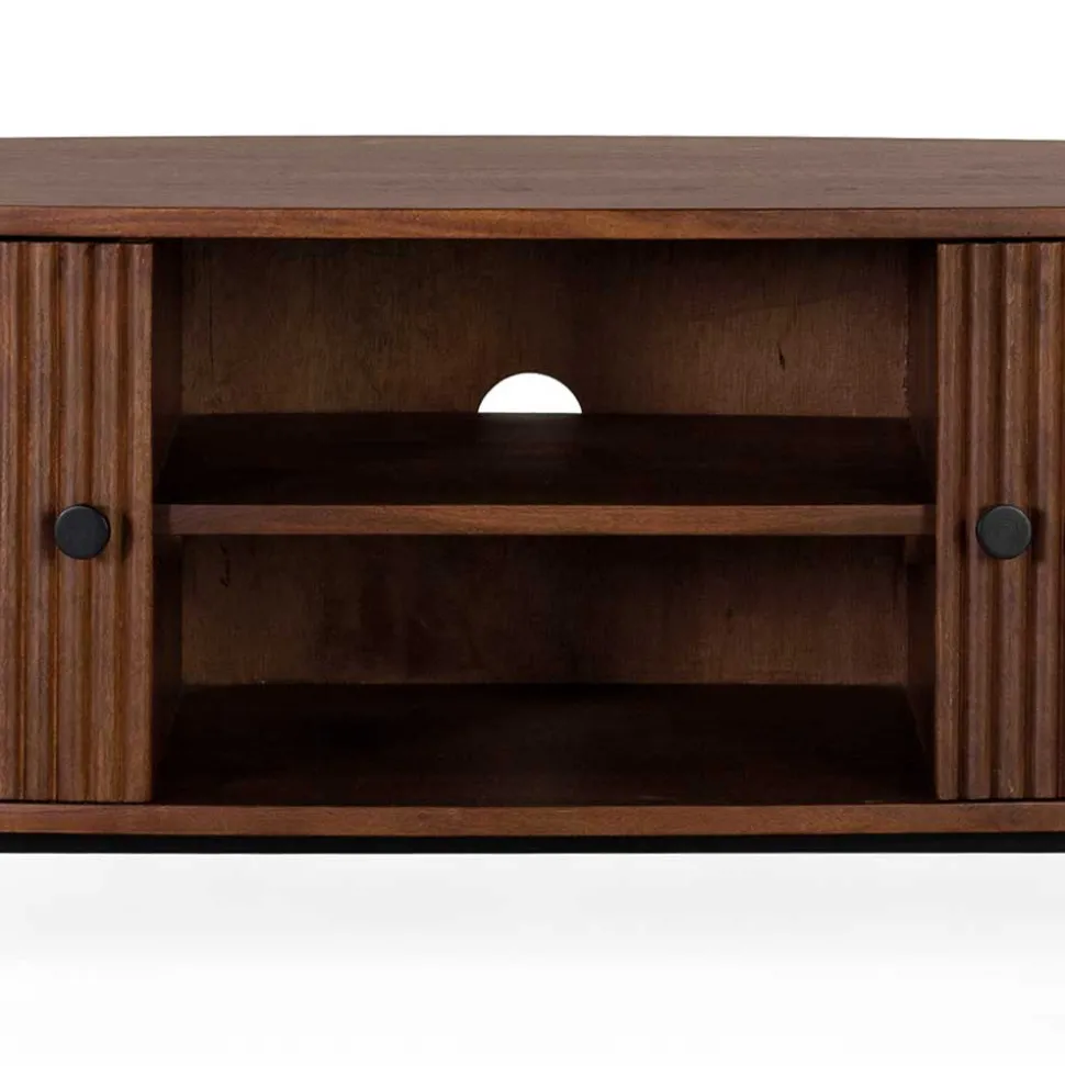 Ovales Retro TV Lowboard aus Akazie - Chalil