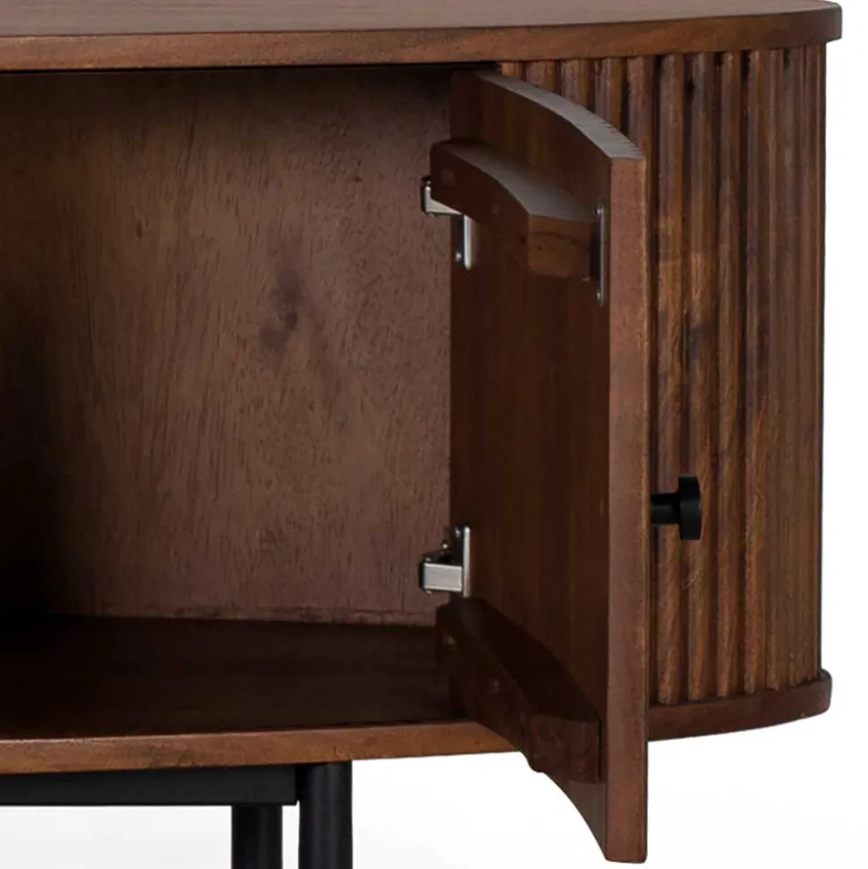 Ovales Retro TV Lowboard aus Akazie - Chalil