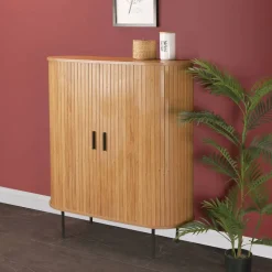 Ovales Skandi-Highboard mit Schiebetüren - Barnetta