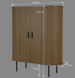 Ovales Skandi-Highboard mit Schiebetüren - Barnetta