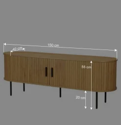 Ovales TV-Board mit Schiebetüren - Barnetta
