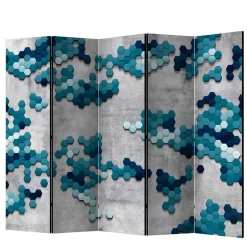 Paravent in Blautönen & Grau bedruckt - Herzogenburg