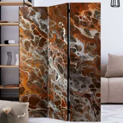 Paravent in Braun Grau Orange Schlieren - Bassy
