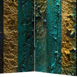 Paravent in Braun Türkis Streifen Motiv - Zianatto