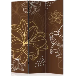 Paravent in Braun Weiß Gelb bedruckt - Sanni