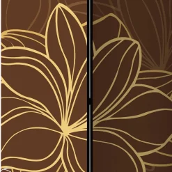 Paravent in Braun Weiß Gelb bedruckt - Sanni