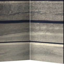 Paravent in Bretter Wand Optik - Cremo