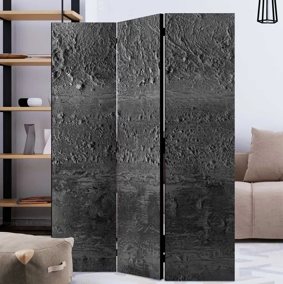 Paravent in Dunkelgrau Stein Struktur Optik - Tulaterri