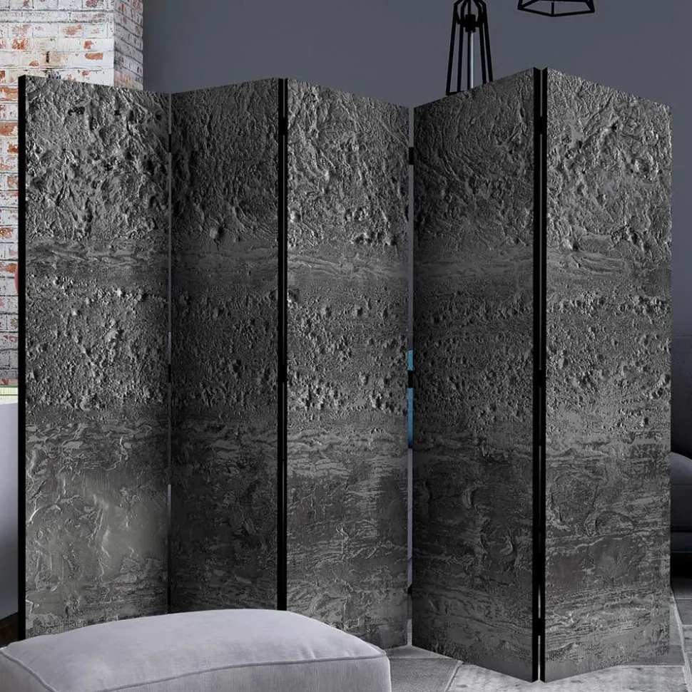 Paravent in Dunkelgrau Stein Struktur Optik - Tulaterri