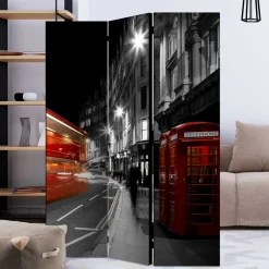 Paravent in Schwarz Weiß Rot - London Fotodruck - Enkes