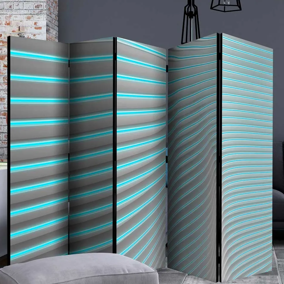 Paravent in Türkis & Grau - Optima