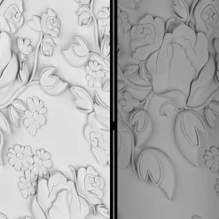 Paravent mit Blumen in Hellgrau Weiß - Tamba