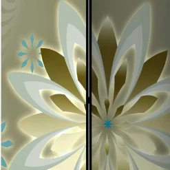 Paravent mit Blumen Motiv in Grau Gold - Stivaldo