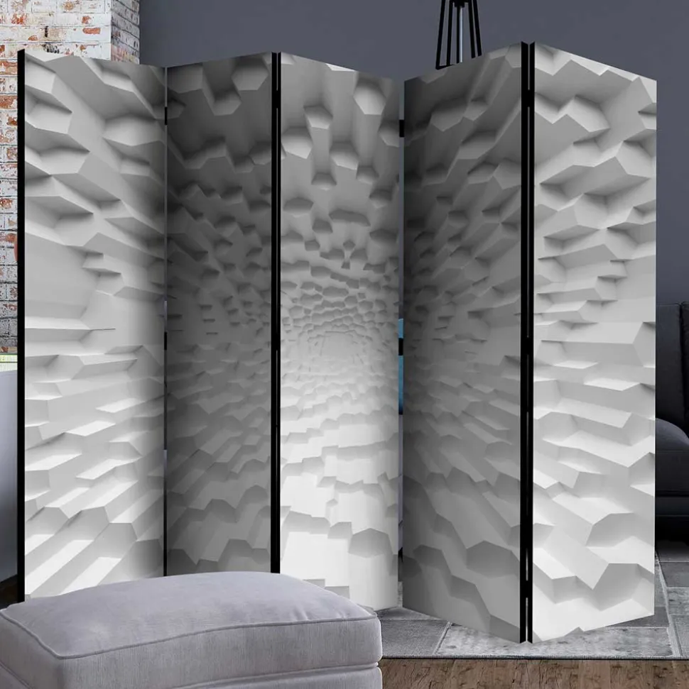 Paravent mit 3D Musterdruck Weiß Grau - Jainey