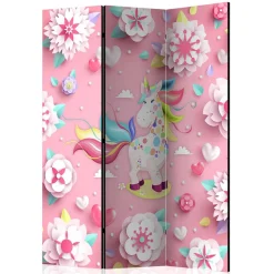 Paravent mit Einhorn Motiv in Rosa Bunt - Olenka