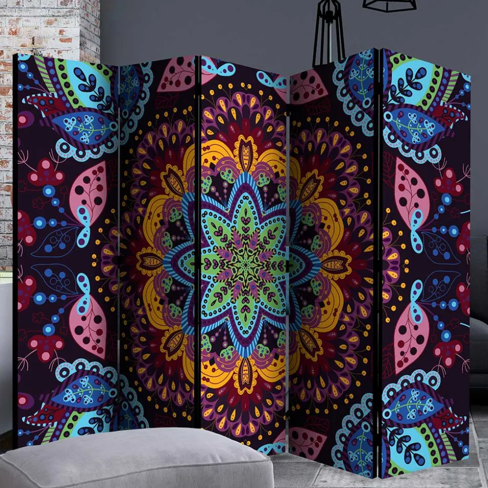 Paravent mit farbenfrohem Mandala Motiv - Yaniz
