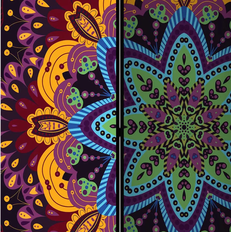 Paravent mit farbenfrohem Mandala Motiv - Yaniz