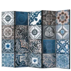 Paravent mit Kachel Design in Blau Grau - Baltra