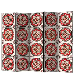 Paravent mit Kachelmuster in Rot Weiß Schwarz - Vibka
