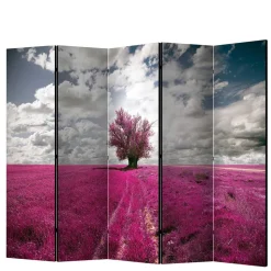 Paravent mit Landschaft Motiv in Pink - Altamira