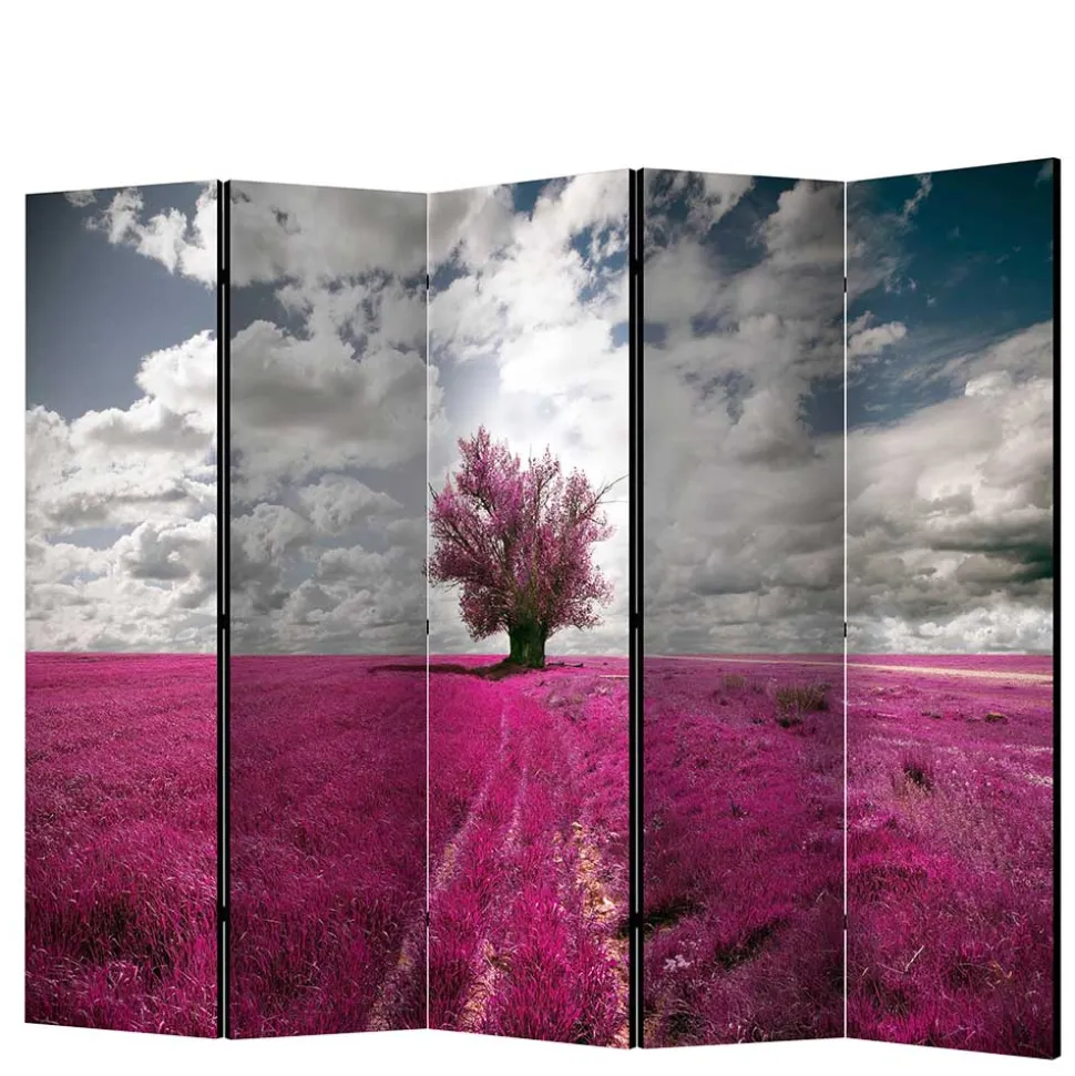Paravent mit Landschaft Motiv in Pink - Altamira