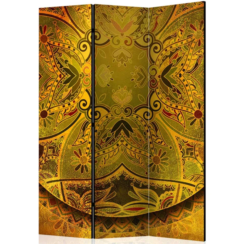 Paravent mit Mandala Motiv Goldfarben - Gabrio