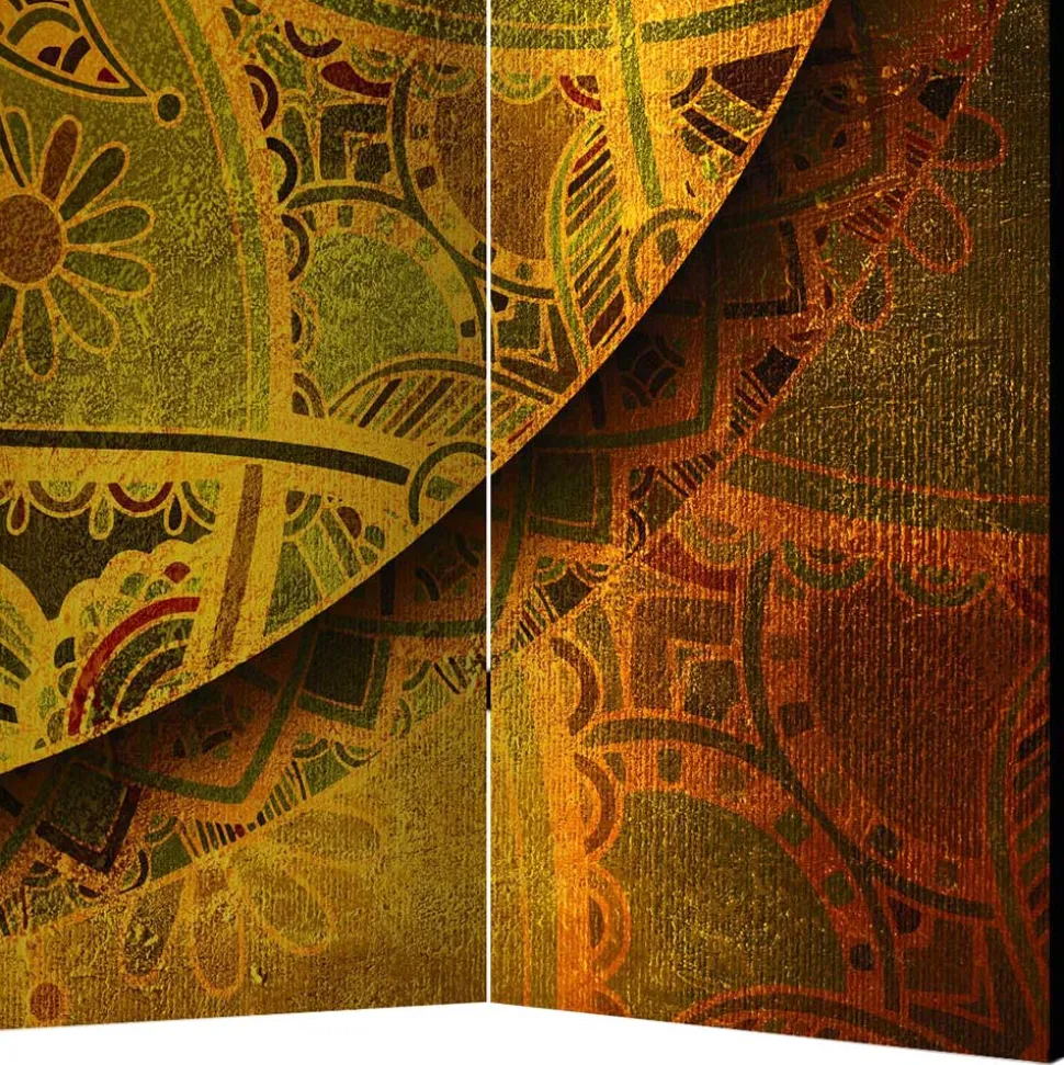 Paravent mit Mandala Motiv Goldfarben - Gabrio
