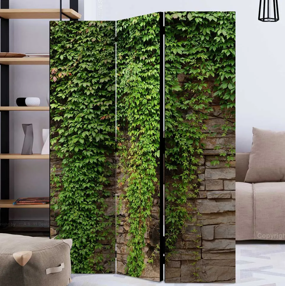 Paravent mit Mauer & Ranke Wilder Wein - Letona